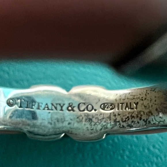 🔴Authentic TIFFANY & CO VINTAGE Pink Enamel X Design Band / Ring 🔴 - Picture 7 of 8